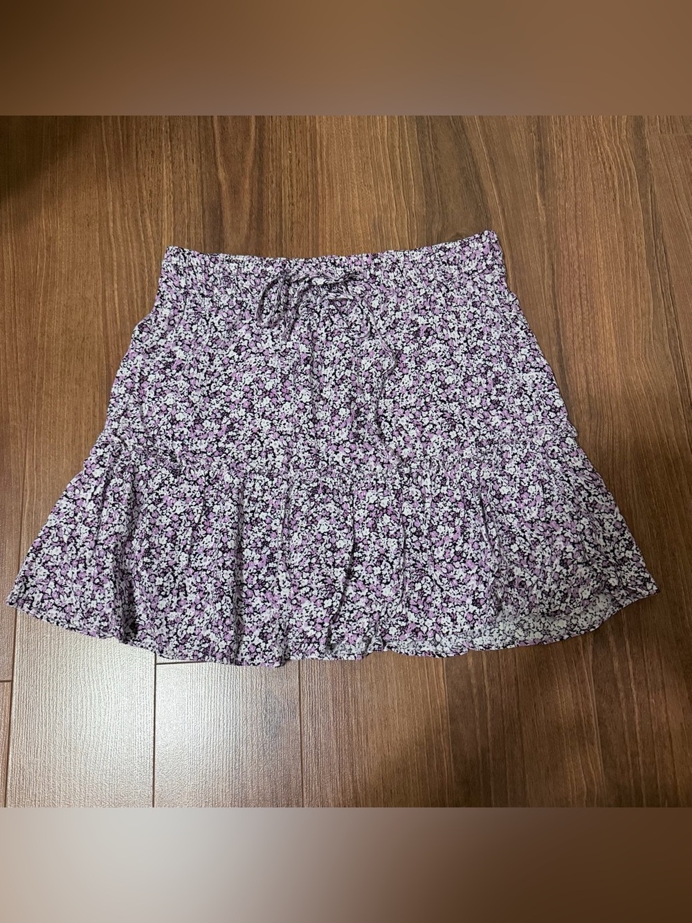 Zara Floral Tie-Waist Tiered Mini Skort - Lavender Floral